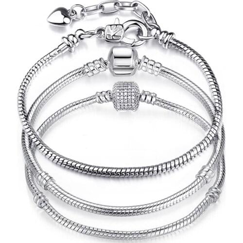 Basic Snake Chain Hidden clasp for Charm Bracelets Beads DIY Jewelry Making Fine Bracelets For Women Accessories Gift