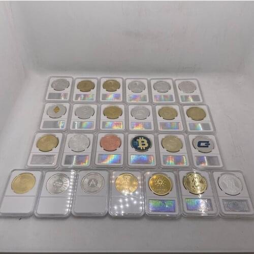 Bitcoin/Ethereum/Litecoin/Dash/Ripple/Monero/EOS/Dogecoin coin Ada Cardano Coin Physical silver/gold Plated BTC Coin with Holder