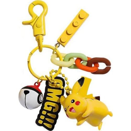 Pokemon Pikachu Keychain Cartoon Anime Character Cute Style Boy Girl School Bag Key Chain Keychain Accessories Birthday Gift