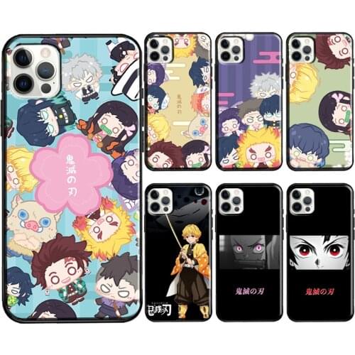 Kimetsu no Yaiba Demon Slayer Chibi Phone Case For iPhone 11 12 Pro Max 12 Mini X XR XS MAX 7 8 Plus 5S SE 2020 Soft Cover