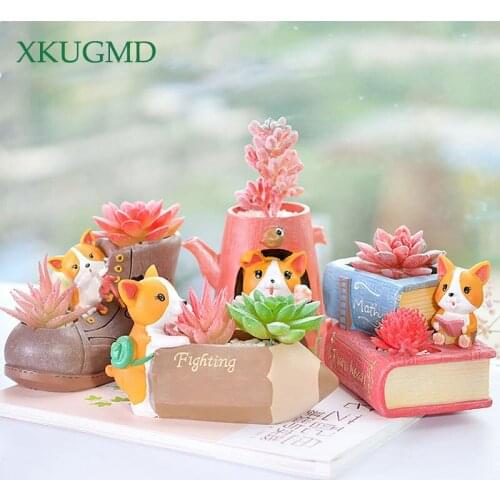 Animal Resin Flower Pot Desktop Flower Arrangement Container Garden Cute Fleshy Flower Pot Craft Resin Ornament