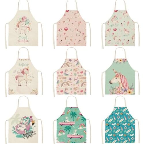 Cartoon Painting Apron For Kitchen Cute Animal Waterproof Household Cleaning Kitchen Accessories For Cooking Chef Cotton Apron