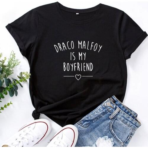 DRACO MALFOY IS MY Womens T Shirt Tops Fashion Casual Letter Personality Graphic Tees Women O-neck Tshirts Cotton Women