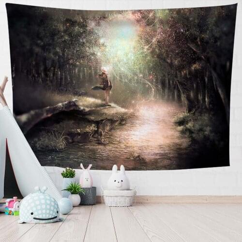 Aesthetic Tapestry Wall Hanging Thin Girls Printed Cartoon Wall Tapestry Home Bedroom Decor Witchcraft 0.75*1/1.3*1.5/1.5*2m