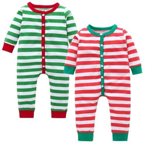 Hristmas Baby Boy Girl Striped Pajamas Cotton Romper Jumpsuit Clothes Boys Rompers