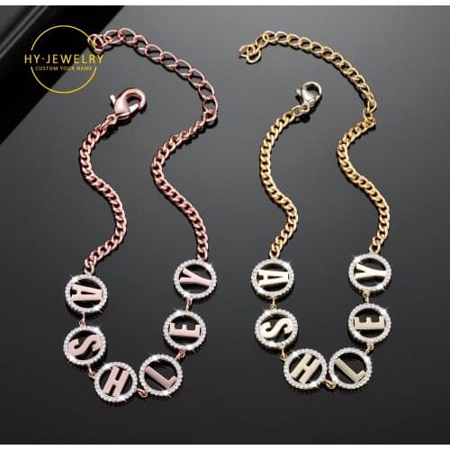 Custom Name Bracelet With Diamond Gold Initial Bracelet For Women Dainty Name Bracelets For Woman Personalized Gifts Jewelry