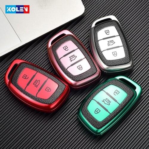 Leather + TPU Car Remote Key Cover Case Shell Fob For Hyundai Ix20 i20 i30 ix35 Tucson ix25 i40 Verna Sonata Elantra Santa Fe