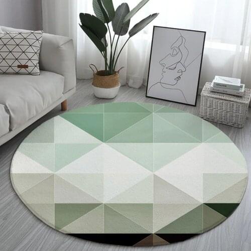 Round carpet geometric pattern printing carpet non-slip carpet line rhombus computer chair cushion family decoration childrens