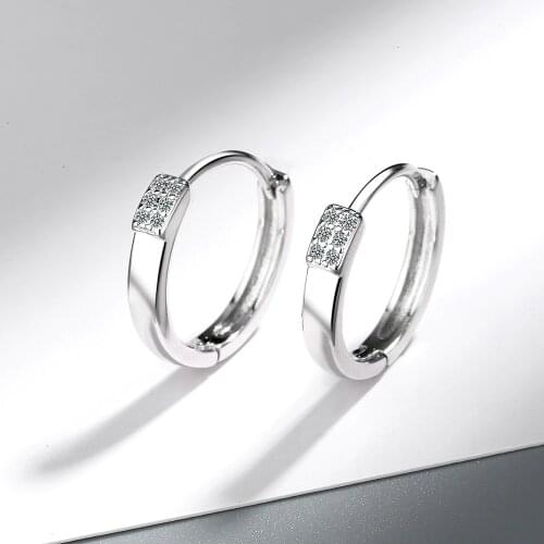 Fashion Simple Round Circle Zircon Hoop Earring 925 Sterling Silver Cubic Zirconia Earrings For Women Jewelry