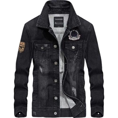 New Fashion Denim Jacket Cotton Men Casual Cowboy Jeans Jacket and Coats Military Style Male Clothing Plus Size 4XL