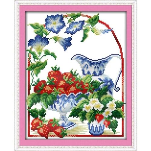 Joy Sunday The Paradise of Strawberry Counted Cross Stitch Kits 11&14CTCross Stitch Needlework for Home Decor Handmade DIY Gift