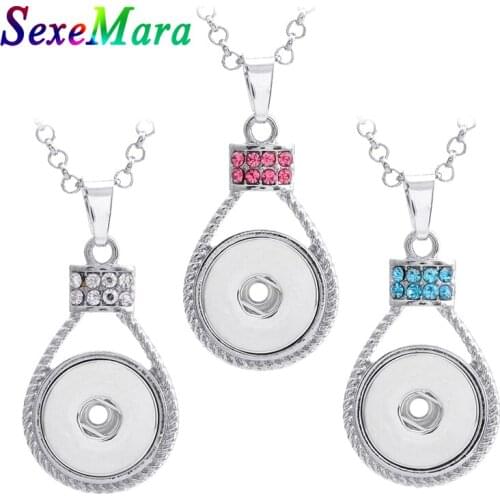 New Snap Jewelry Crystal Water Droplets Pendant Necklace Snap Necklace Fit 18mm Snap Button Necklace Women Jewelry with Chain