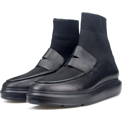 New Style Winter Fashion Slip on Ankle boots Genuine Leather Martin boots High Quality Round toe black Sports Boots