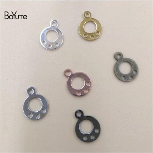 BoYuTe Charms Wholesale (500 Pieces/Lot) 4 Colors 7MM Metal Brass Round Bracelet Charms with 4 Loops