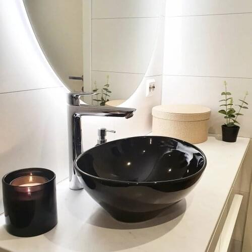 Luxury Ceramic Basin Oval-shaped Sink Black 40 x 33 cm Bathroom Ceramic Counter Top Wash Basin Lavatory Washbasin Sink