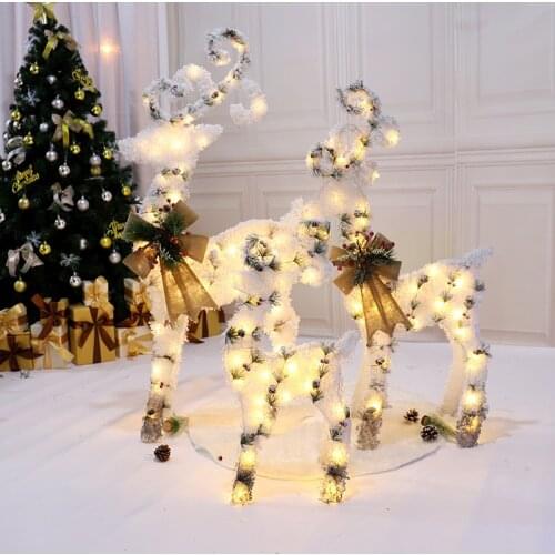 Christmas wrought iron luminous Christmas elk white snowman Christmas tree large ornaments hotel window decorations navidad 2022