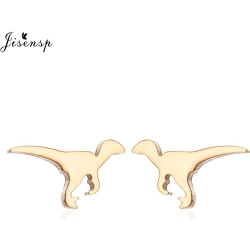 Jisensp Cute Stainless Steel Dragon Stud Earrings for Kids Women Fashion Jewelry Minimalist Dinosaur Earrings boucle d'oreille