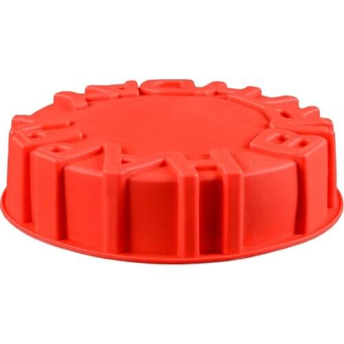 Silicone Happy Birthday Round Cake Molds Pan Kitchen Baking Tools Mould Bread Pie Flan Tart Cakes Bakeware Decorating New