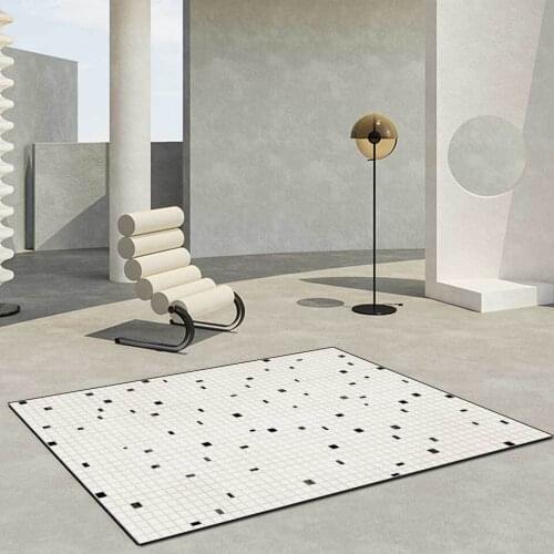 Modern Nordic Style Carpet In Living Room Fashion Simple Style Bedroom Bedside Mat Black And White Grid Childrens Play Mat