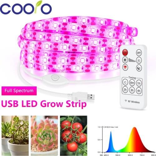 LED Grow Light Full Spectrum Phytolamp for Plants USB Grow Light Strip 5M 2835 SMD LED Phyto Tape for Seedling Flower Greenhouse