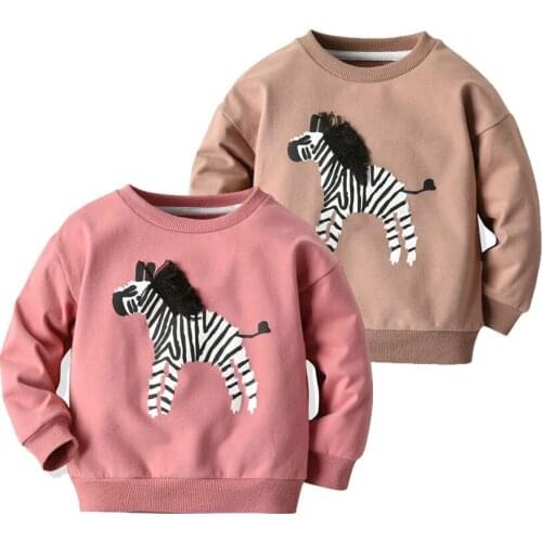 Toddler Infant Girls Zebra Pattern Sweatshirt Casual Long Sleeve Round Neck Pullover Spring Autumn Clothing for 1-6Y