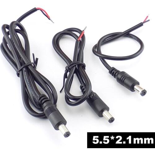 0.25M/0.5M/1M DC Power Supply Cable Extension 22AW 12V 3A 5.5*2.1mm Connector Male Plug for CCTV Camera LED Light Strip