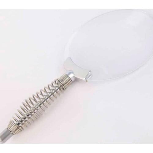 Metal Spring Handle Magnifying Glass 130mm Diameter Lens 2 Times High-definition Elderly Reading Handheld Magnifying Glass