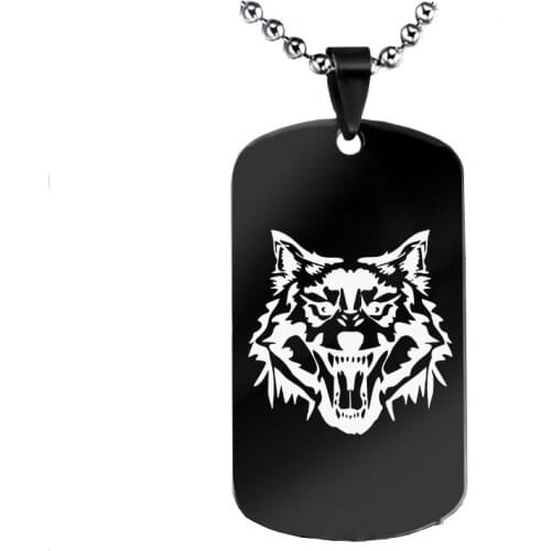 Wolf Tag Necklace Dog Tag Pendant Necklaces Stainless Steel Military Army ID Tag Necklace wholesale gothic necklace
