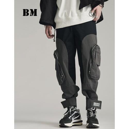 Japanese Streetwear Hip Hop Overalls Fashion Patchwork Cargo Pants 2021 High Quality Harajuku Joggers Men Clothing Trousers