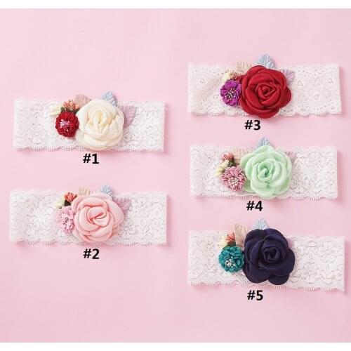 5 Colors 1PCS Baby Girl Headbands for New Flower Lace Baby Bow headband Tuban for Baby Hair Accessories
