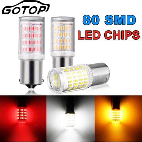 1pcs 1156 BA15S P21W 1157 BAY15D LED Bulbs 80SMD 3014Chips Super Brighter 1200LM 3D Lighting Car Turn Signal Lights Reverse 12V