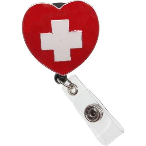 10pcs Medical Heart Shaped Nurse Gift Enamel Retractable Pull Reel/Id Badge Holder