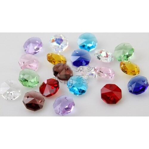 2000pcs mixed colors crystal octagon beads in 1 hole or 2 holes for crystal garland strand chain& chandelier chain