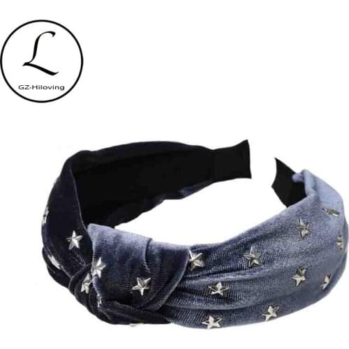 2019 Korean Women Velvet Knot Star Headband Boho Vintage Hairband Turban Wide Hair Hoop Hair Accessories Girls Christmas Gifts