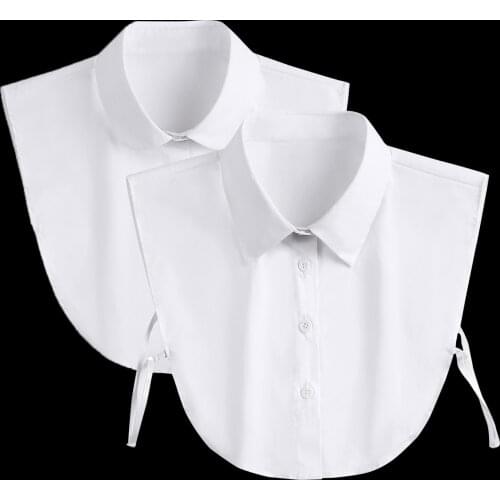 2021 Women False Collars Decor White Button Down Fake Collar Solid Color Neck Female Shirt Detachable Collar Accessories