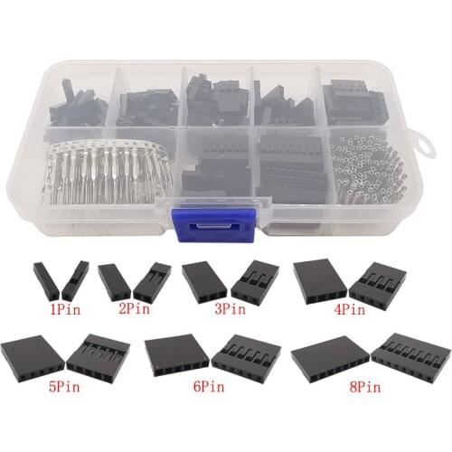 310Pcs/set 2.54mm Pitch 1/2/3/4/5/6/8Pin Male Female Crimp Terminal Pin Header Plastic Housing DIY Kit Wire Jumper Connector