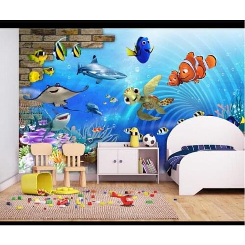 3d wallpaper custom 3d mural wallpaper cartoon children room 3 d underwater world cartoon children room background wall painting
