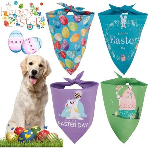 4PCS Dog Triangular Bandana Reversible Bandana Tie on Bandana Dog Bib Scarf Pet Animal Accessory for Easter