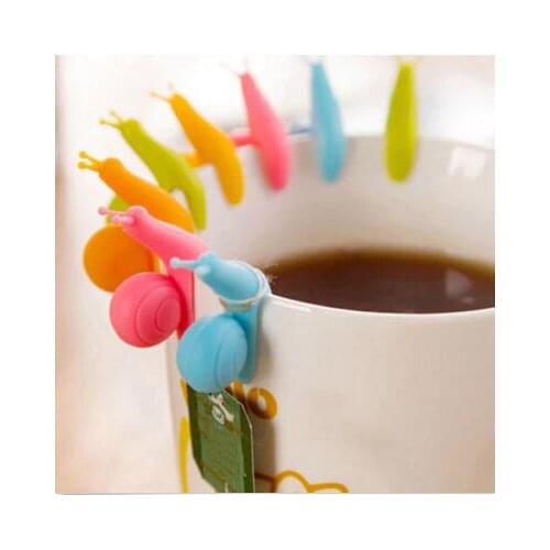 5 PCS/set Cute Snail Shape Tea Bag Clip Cup Mug Tea Infusers Strainer Clips Party Decor Random Color Silicone Tea Bag Holder