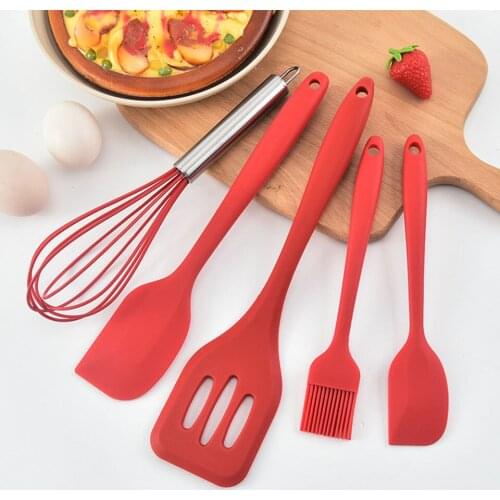 5PCS Kitchenware Cream Spatulas Brush Cooking Egg Whisk Tools Silicone Kitchen Utensil Set