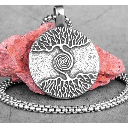 Viking Amulet Tree of Life Stainless Steel Men Necklaces Pendants Chain for Boyfriend Male Jewelry Creativity Gift Wholesale