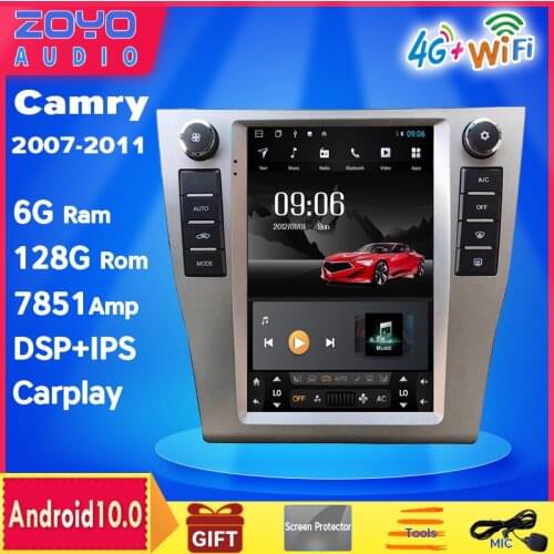 Android 9.0 os 10.4 inch vertical Tesla style CAR Radio GPS bluetooth Navigation player WIFI 4G For Toyota Camry 2007-2011