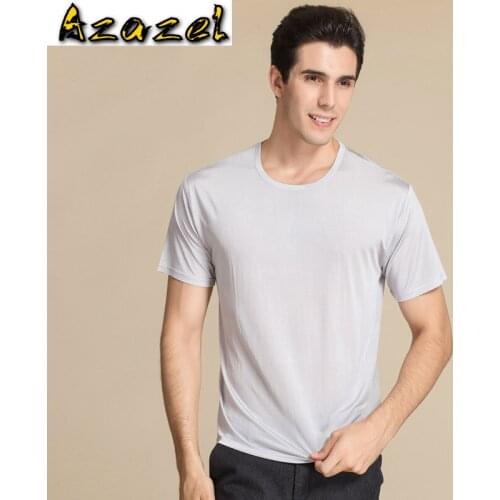 Azazel 100% Silk T-Shirt for Men 2020 Summer New Fashion T-Shirt Men Crew Neck Casual Shirt Slim T-Shirt YKA3001 PWX09