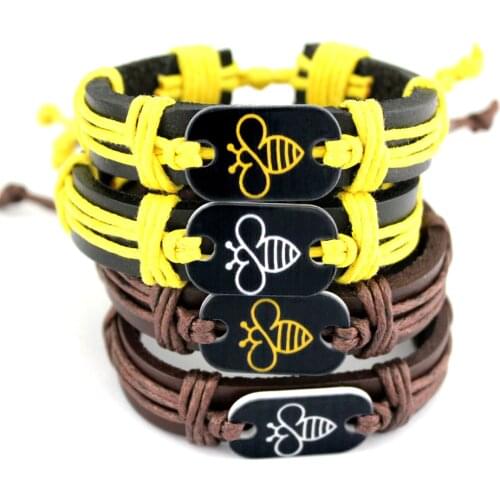 Bee Bracelets Lovely Turtle Tortoise Animal Paw Fish Bone Scissors Shears Skull Charm Wax Cords Leather Jewelry Drop Shipping