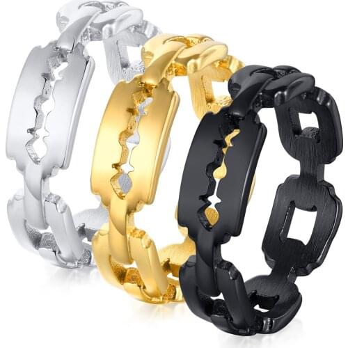 Stainless Steel Razor Blade Ring for Women Men Jewelry