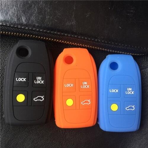 Silicone rubber car key cover case set for volvo C70 S40 S60 S70 S80 S90 V40 V70 V90 XC90 XC70 1998-2004 4 button folding key