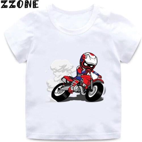 Motorcycle Motocross Print Kids T-Shirt Baby Boys Cartoon Funny T shirt Summer Short Sleeve Children Streetwear Tops Girls Cloth