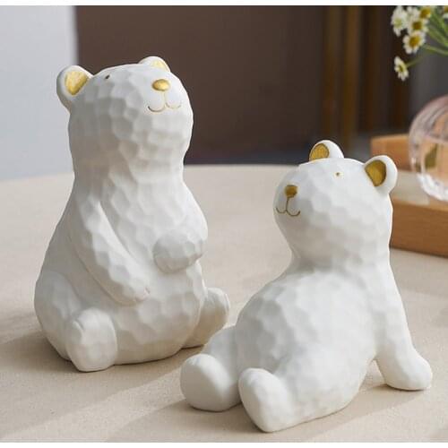 Home Decoration Accessories Modern Style Cute Bear Ornament Animal Ceramic Decoration Bedroom Office Desktop Decor Accessories
