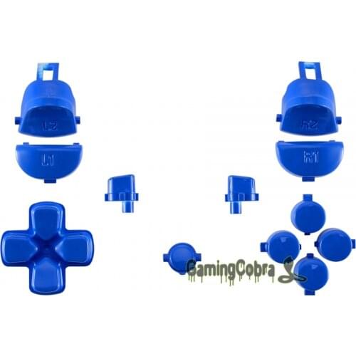 Custom Glossy Blue Replacement Full Set Button for PS4 Pro Slim Game Controller JDM-040 JDM-050 JDM-055 #SP4J0119