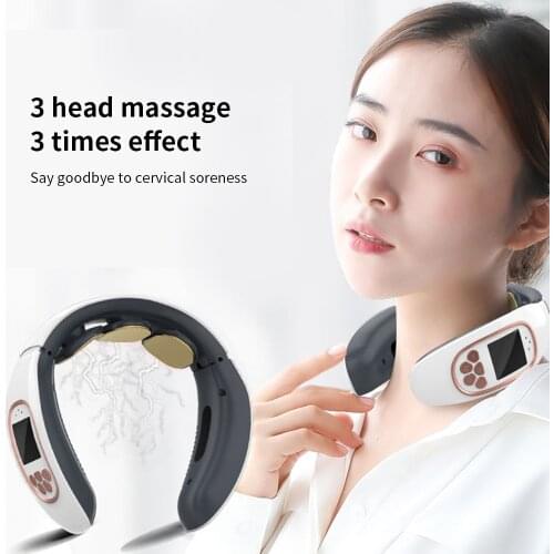 Infrared Heating EMS Electric Pulse Neck Massage Apparatus Body Pain Relief Portable Remote Micro Current Cervical Massager
